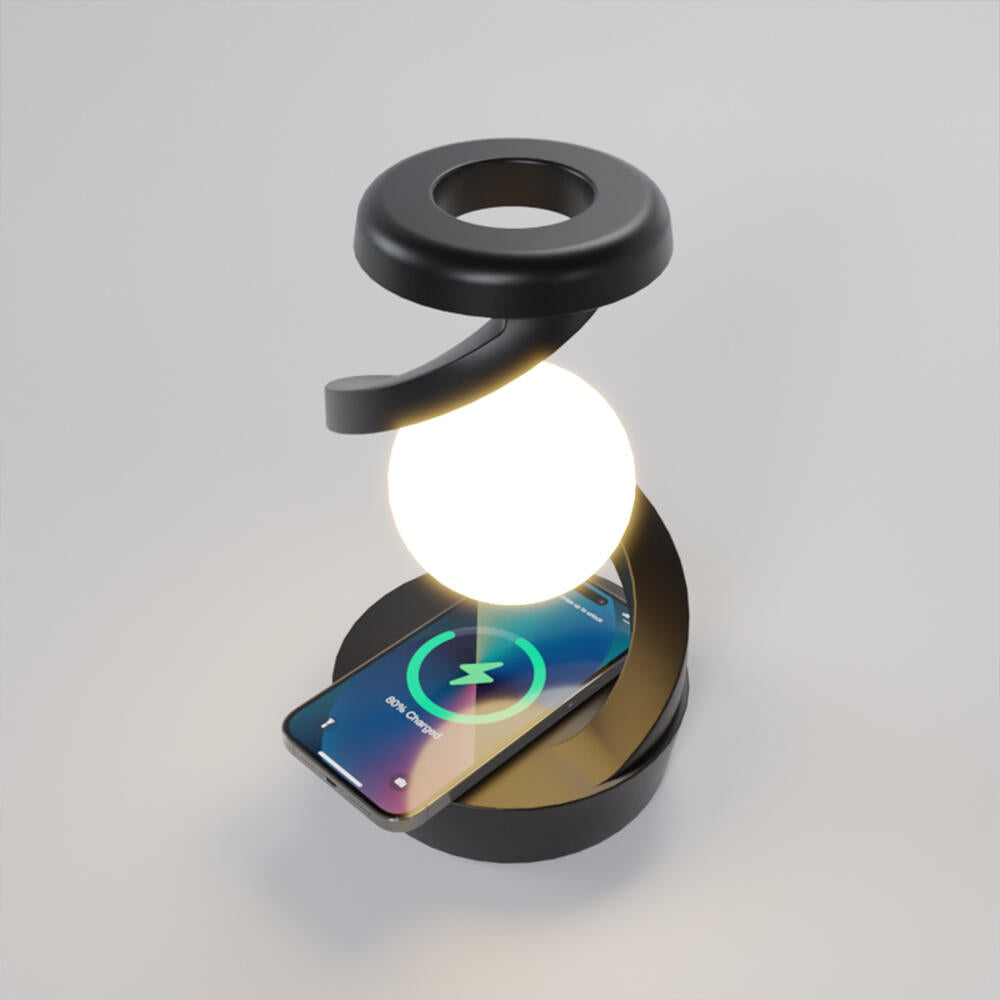 Lámpara de Luna LED con bola levitante 3D con cargador de teléfono inalámbrico