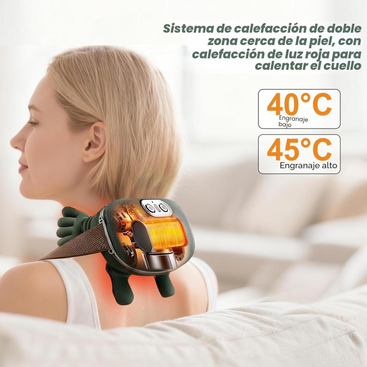 Masajeador Cervical y Espalda 4D Mano Biónica con Calor